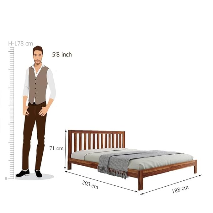 Wudniture Solid Sheesham Wooden King Size Bed