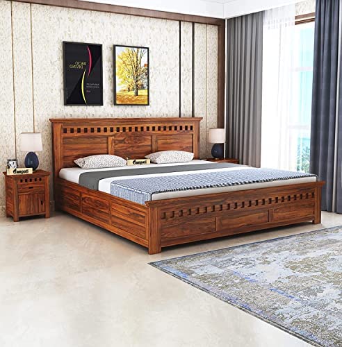 Wudniture Solid Sheesham Wood King Size Bed for Bedroom