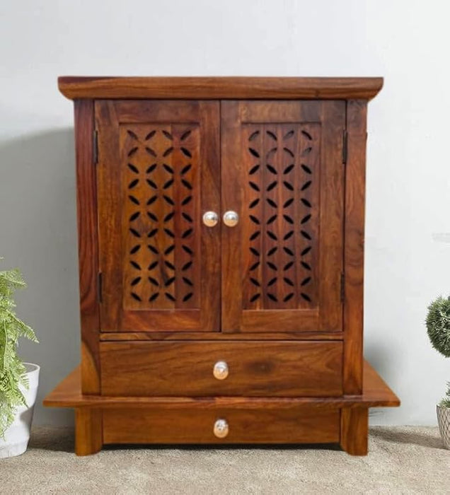 Wudniture Solid Sheesham Wood Handcrafted Pooja Mandir