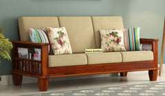 Home furniture Wooden Sofa Set for Living Room and Office 3 Seater (3 Seater, Teak Finish) Handicraft- Hand Made