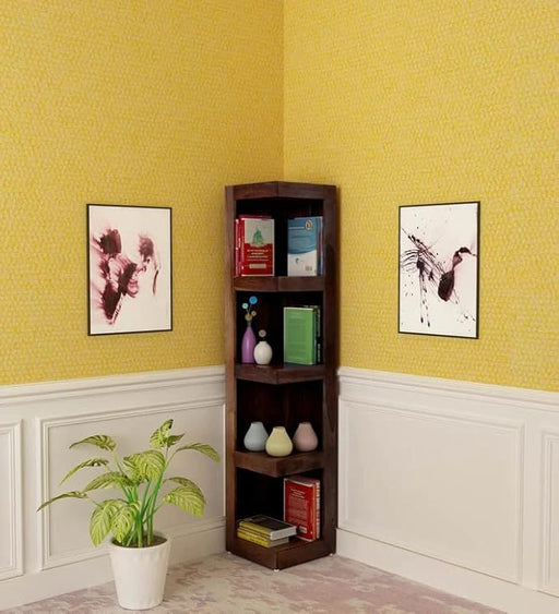 Wudniture Solid Sheesham Wood Corner Book Shelf