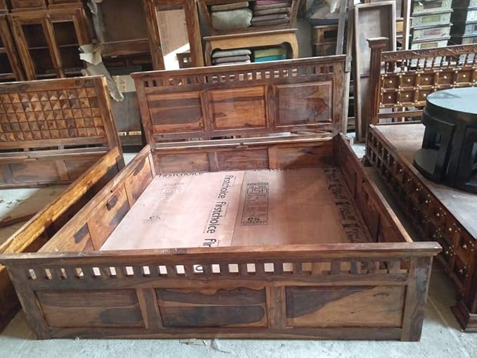 Wudniture Solid Sheesham Wood King Size Bed