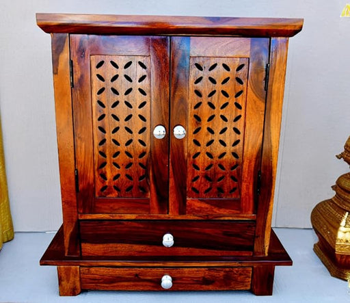Wudniture Solid Sheesham Wood Handcrafted Pooja Mandir