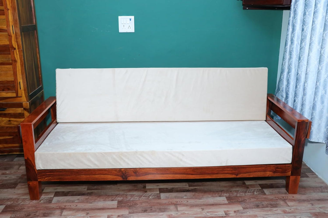 Mewar Furniture Solid Wood Sofa Cum Bed for Living & Bedroom | 3 Seater Sofa Cum Bed - Honey Finish| 3-Person Sofa, Brown
