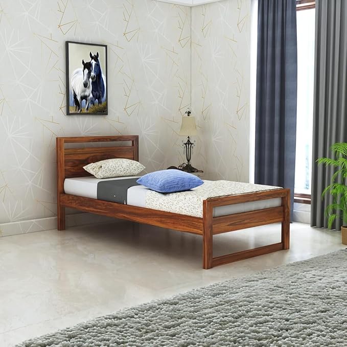Wudniture Solid Sheesham Wood Single Bed